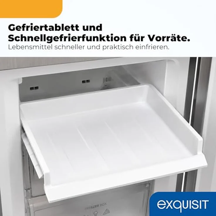 Exquisit Kühl-Gefrierkombination KGC5265-70-NF-WS-040C, 251 l, No Frost, Wasserspender, Energieklasse C, leise 39 dB, inoxlook, schmal 54 cm – Bild 8