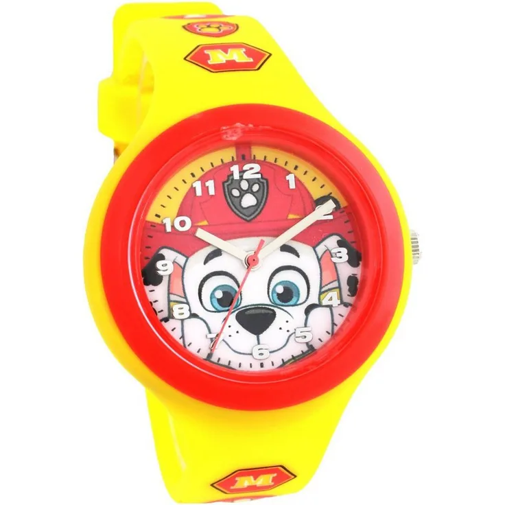 PAW PATROL Quarzuhr PAW Patrol Kinderarmbanduhr Quartz Silikonarmband, Analog Gelb Gelb Metall Quarzuhrwerk 35 mm Silikon Unisex Gelb 14 mm