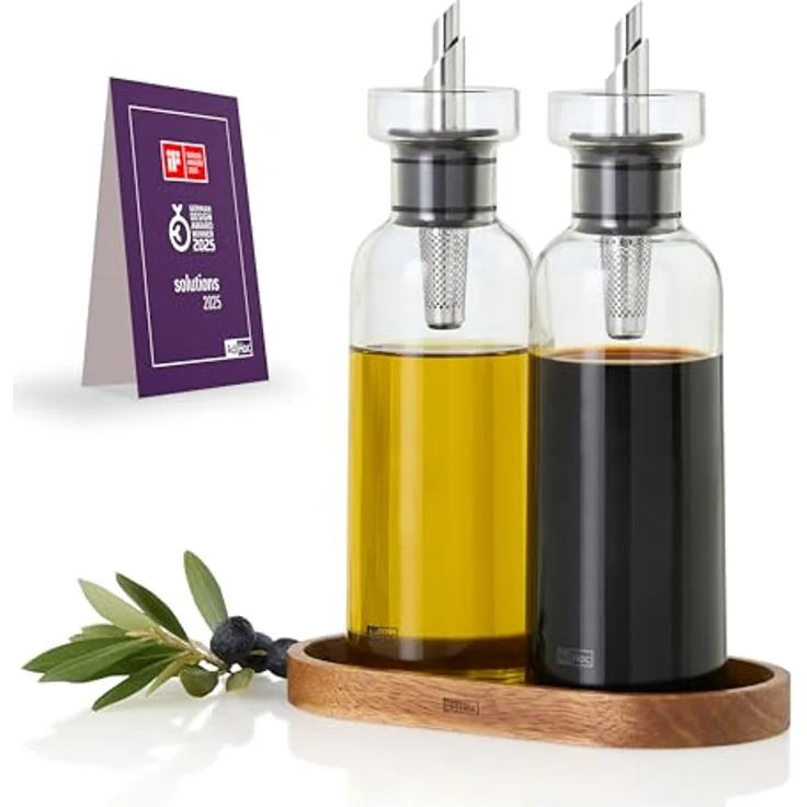 AdHoc Essig-/Öl-Menage AromaPour, Transparent, aus Akazie, 8.2x21.3x16 cm, zum Stellen, Tischkultur & Servieren – Bild 1