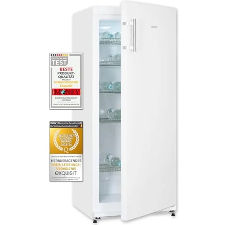 exquisit Getränkekühlschrank GKS29-V-H-280E weiss, 145,5 cm hoch, 60 cm breit, 254 l Kühlvolumen, LED-Innenbeleuchtung – Bild 2