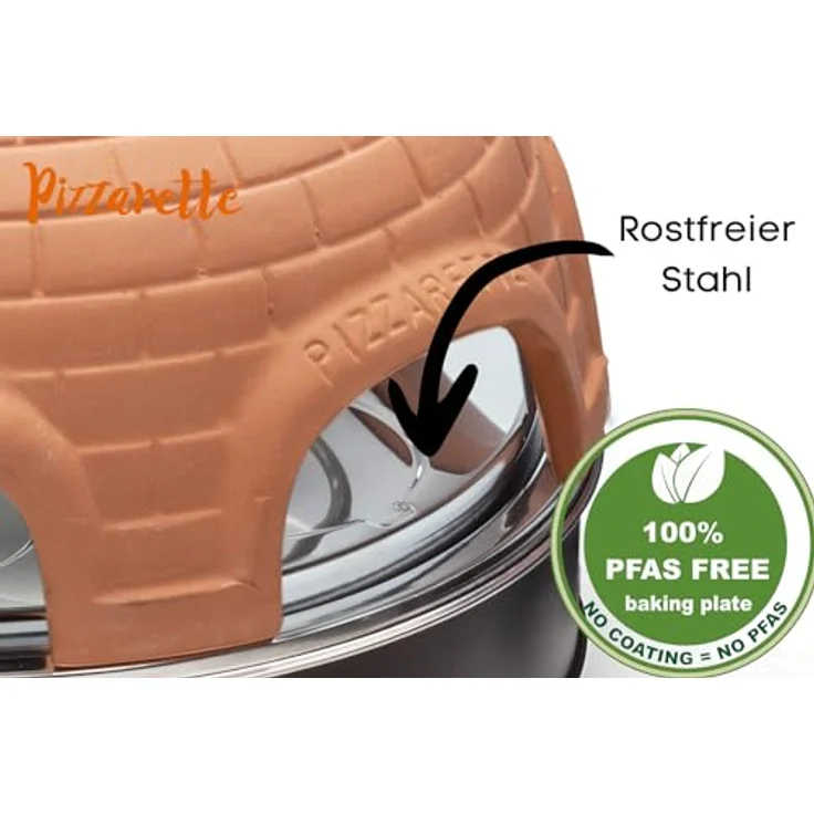 Emerio Pizzaofen, PIZZARETTE das Original, 1 handgemachte Terracotta Tonhaube, patentiertes Design, für Mini-Pizza, echter Familien-Spaß für 6 Personen, PO-115984 – Bild 3