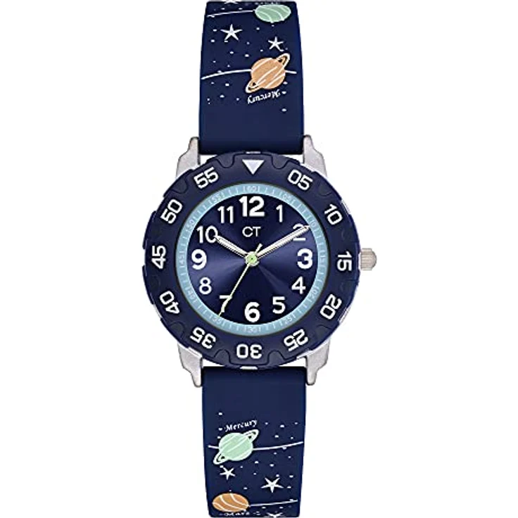 Cool Time Kids Armbanduhr mit Silikon Armband CT-0022-PQ, Weltraum-Motiv, blau – Bild 1