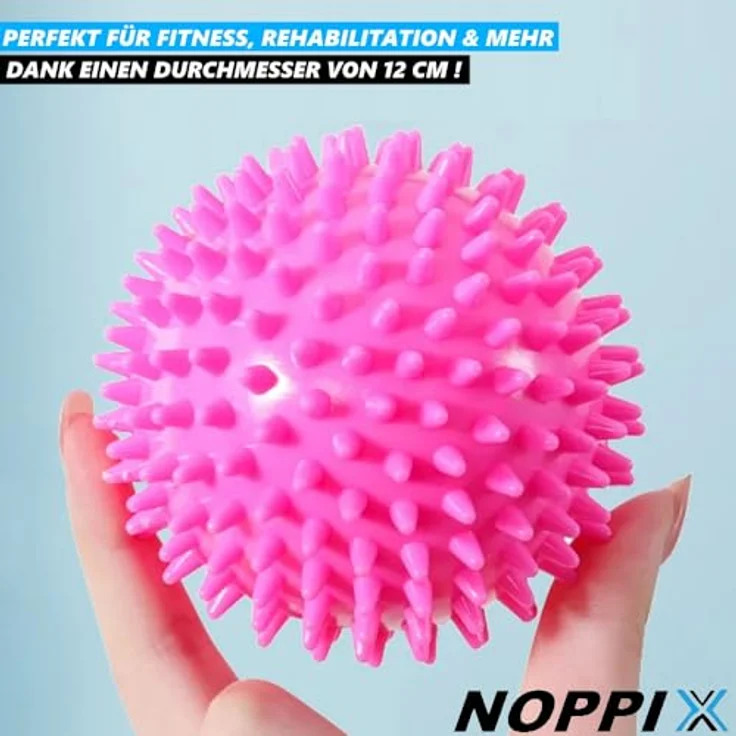MAVURA Massageball NOPPIX Massageball Set Noppenball Igelball Stachelball Gymnastikball, Triggerball Noppenball Massage Ball Stachel Igel Ball [4 Stück], Bunte weiche Noppenmassagebälle mit praktischem Set – Bild 6