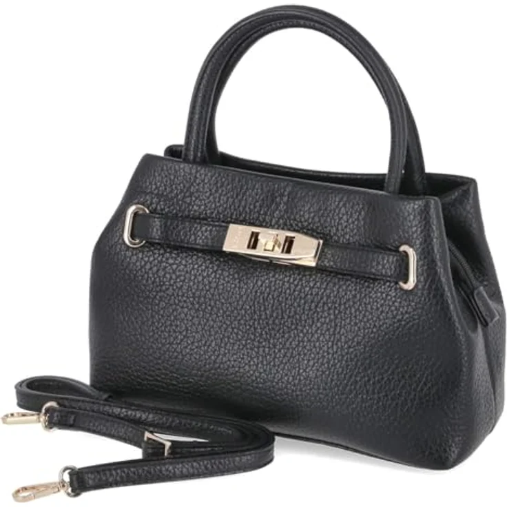 L.Credi Renate Schultertasche 27 cm, schwarz, 100% Polyurethan, 27 cm x 11 cm x 19.5 cm – Bild 1