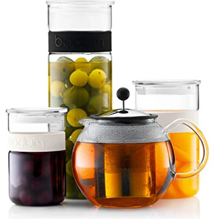 Bodum ASSAM F/INOX, 0.5 Liter Teebereiter aus temperaturbeständigem Glas, transparent und schwarz mit French Press System – Bild 3