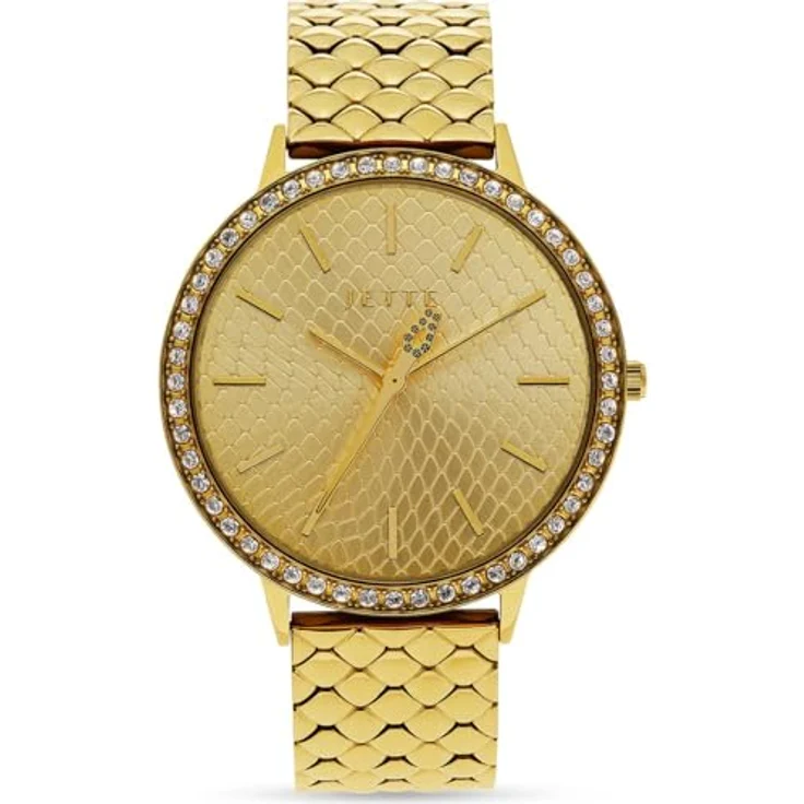 JETTE Damen-Uhren Quarz, One Size, Gelbgold, zeitloses Design