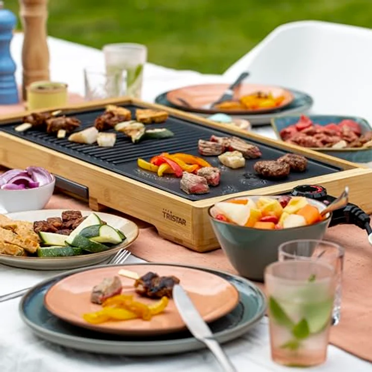 Tristar BP-2641 Grill XL-Kombinierter Teppanyaki-51 x 25,4 cm, Rost, Bambus, Schwarz – Bild 6