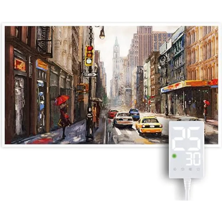 Heidenfeld Infrarotheizung HF-HP105, 1000 Watt Elektroheizung für bis zu 25 m², mit Thermostat, Überhitzungsschutz und Urban Street Design, 10 Jahre Garantie