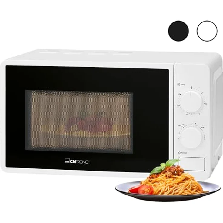 Clatronic MW 791 Mikrowelle, Standgerät, 700 Watt, 20 Liter Garraum, 30-Minuten Timer mit Endsignal, 6 Leistungsstufen- Garraumbeleuchtung, weiß – Bild 1