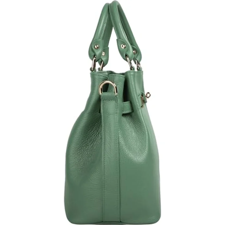 Samantha Look Handtasche aus 100% Rindleder, grün mit Reißverschluss- und Smartphonefach, Made in Italy – Bild 5