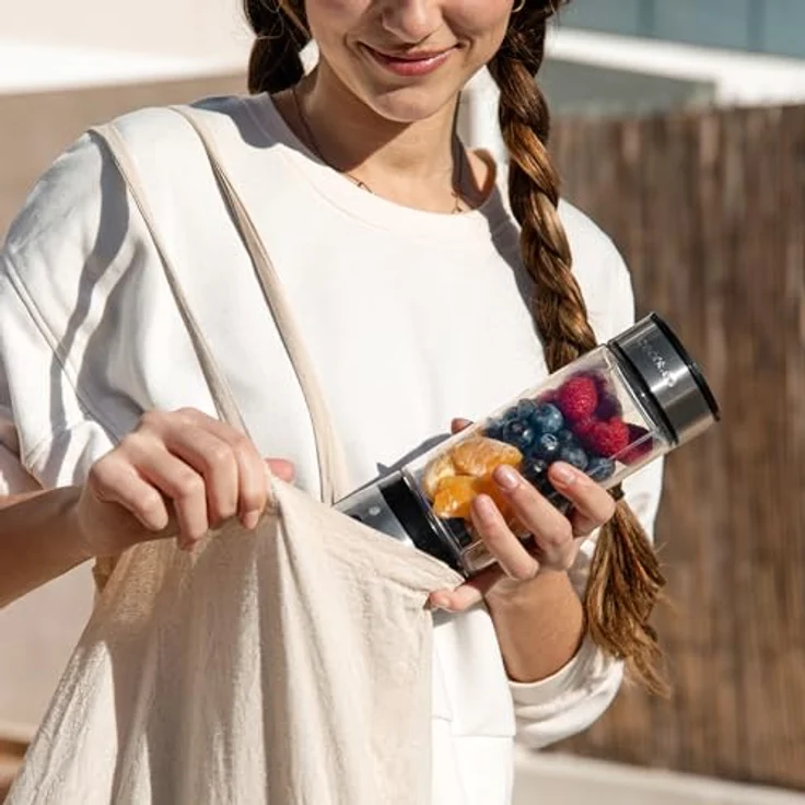 Cecotec WanderlustMix, Tragbarer USB-Smoothie-Mixer mit 126W, 400ml Becher, 4 Klingen mit schwarzer Titanbeschichtung, 15 Nutzungen Autonomie – Bild 5