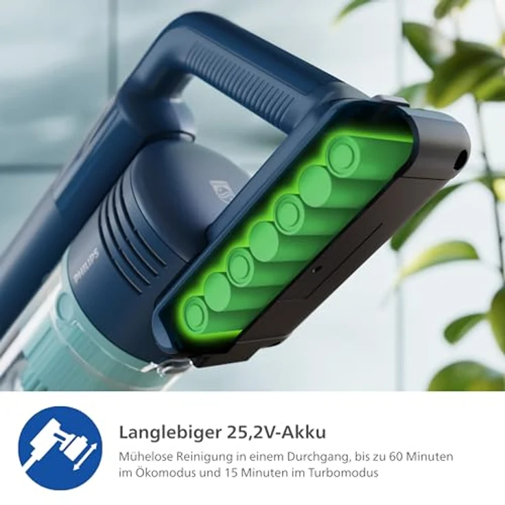 Philips Nass-Trocken-Akkusauger XC5242/10 5000 Series „Teppichwunder“, 50,4 W, beutellos, mit Aqua-Modul, 60 Minuten Laufzeit, blau – Bild 4