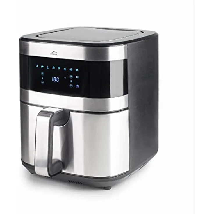Lacor - 69511 - Ecofry Ölfreie Fritteuse, Heißluftfritteuse mit TotalCook-Technologie, Heißluftfritteuse mit exklusivem Rezeptbuch in 3 Sprachen, Touchscreen, 8 Programme, 1500 W, Kapazität 5.5L