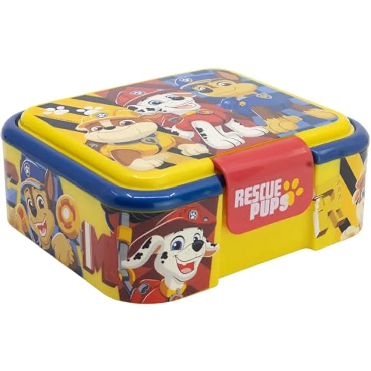 PAW PATROL Brotdose für Kinder, Lunchbox mit 3 Fächern aus Kunststoff, 18 x 6,2 x 16 cm, für Jungen ab 3 Jahren – Bild 1