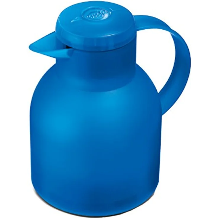 Emsa 509819 Samba Isolierkanne (1 Liter, Quick Press Verschluss, 12h heiß, 24h kalt) azurblau – Bild 2
