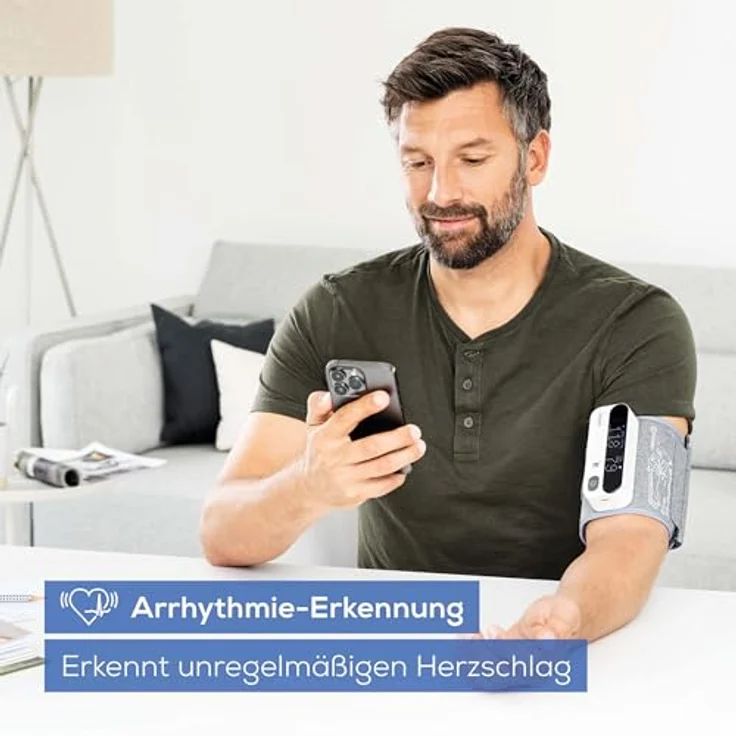 Beurer BM 59 Oberarm-Blutdruckmessgerät, innovative Manschette ohne Schläuche und Kabel, LED-Risikoindikator, Arrhythmie-Erkennung, für Oberarmumfänge von 22-42 cm, mit App-Anbindung - Preisvergleich – Bild 4