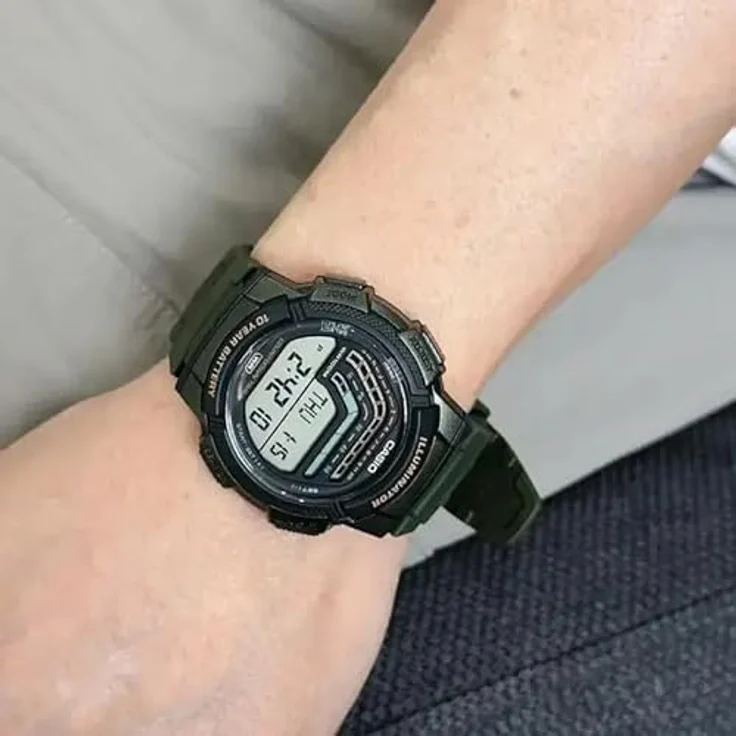 Casio WS-1800-3AVEF, Multifunktionale Herrenuhr mit schwarzem Gehäuse, grünem Kunststoffarmband, Stoppuhr, Weltzeitfunktion und wasserdicht bis 10 bar – Bild 2