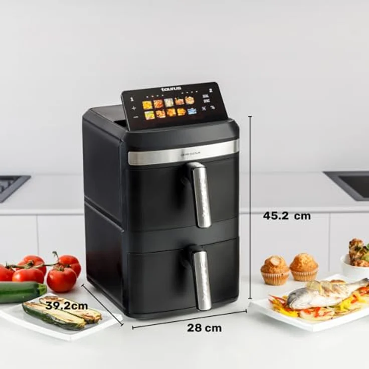 Taurus DUO SLIM AF2602, Heißluftfritteuse mit 13L Kapazität, digitalem Display und Dual-Zone-Technologie – Bild 9