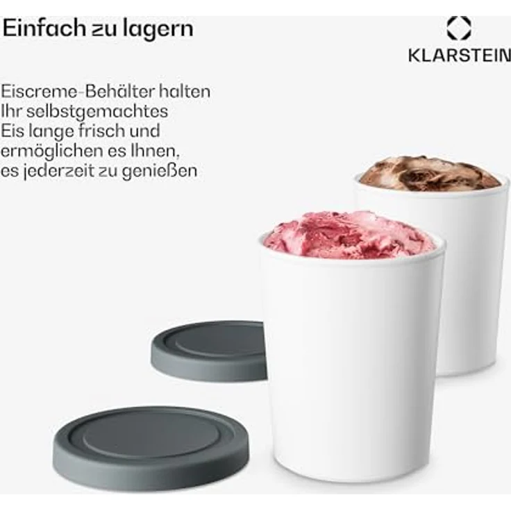 Klarstein Eisbehälter-Set, 4x 180ml Kunststoffbehälter mit Deckel, spülmaschinenfest, stapelbar, passend für Klarstein Eismaschinen – Bild 3