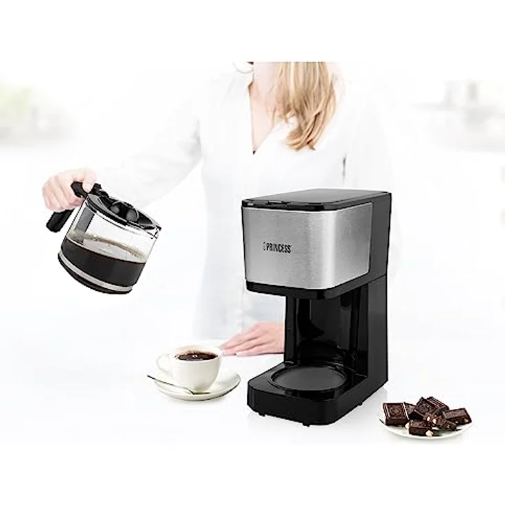 Filterkaffeemaschine Schwarz mit Edelstahl - Permanentfilter & Glaskanne für 12 Tassen – Bild 10