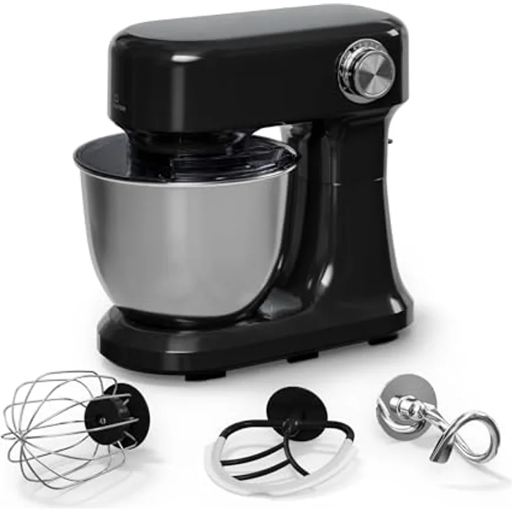 Klarstein Bella Evo Küchenmaschine – 1500W, 5L Edelstahlschüssel, 12 Geschwindigkeitsstufen, Planetenmischsystem, Schwarz