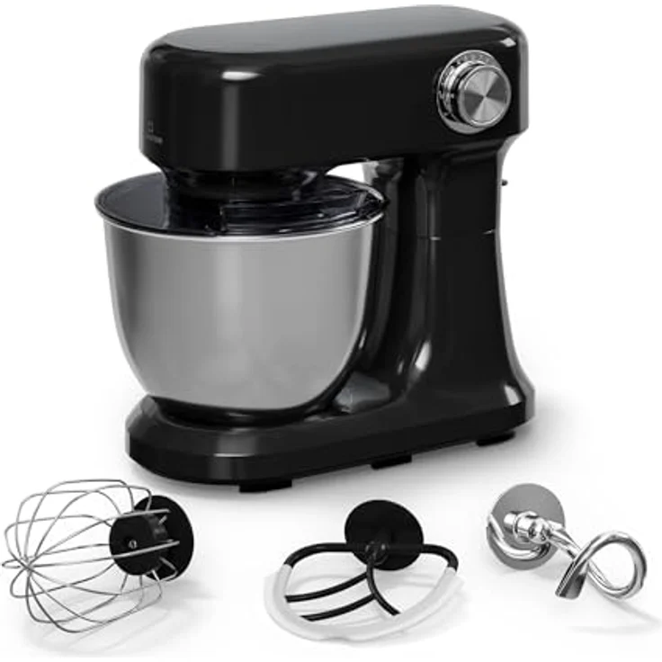 Klarstein Bella Evo Küchenmaschine – 1500W, 5L Edelstahlschüssel, 12 Geschwindigkeitsstufen, Planetenmischsystem, Schwarz – Bild 1