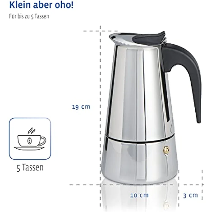 Xavax Espressokocher aus Edelstahl, 250 ml, geeignet für Induktion, Espressokanne – Bild 3