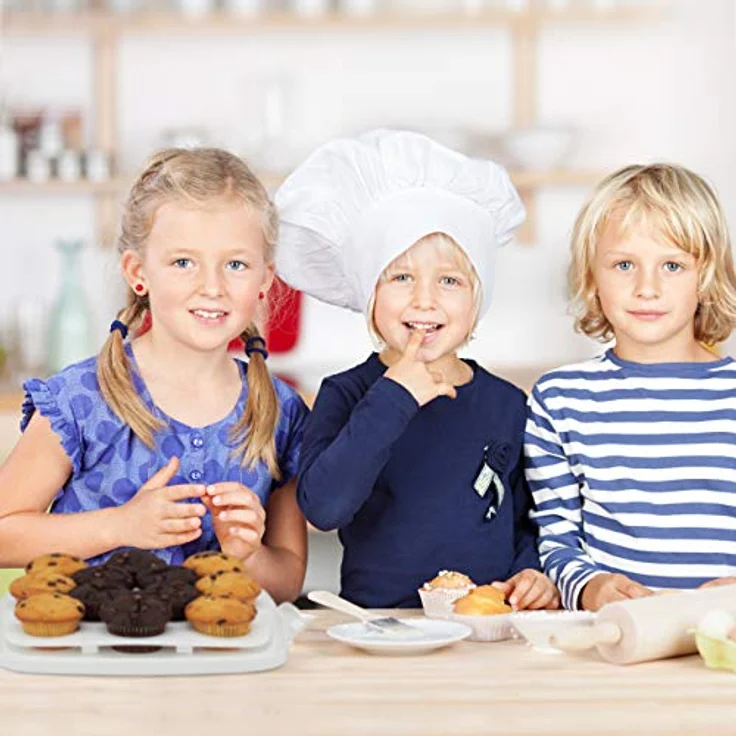 Relaxdays Kuchenbox, eckig, tragbar, Kuchen & Muffins, spülmaschinenfest, Partybutler, 16x34x32,5 cm, weiß/transparent – Bild 3