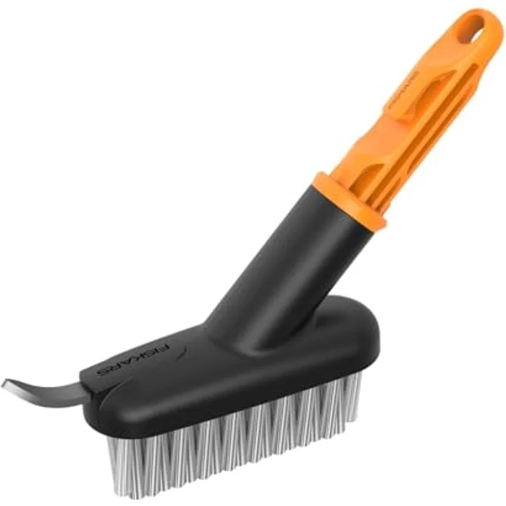Fiskars Fugenbürste 1080697 QuikFit™, 2-in-1 Werkzeug mit gehärteter Stahlklinge und Stahlbürste für chemiefreie Fugenpflege – Bild 1