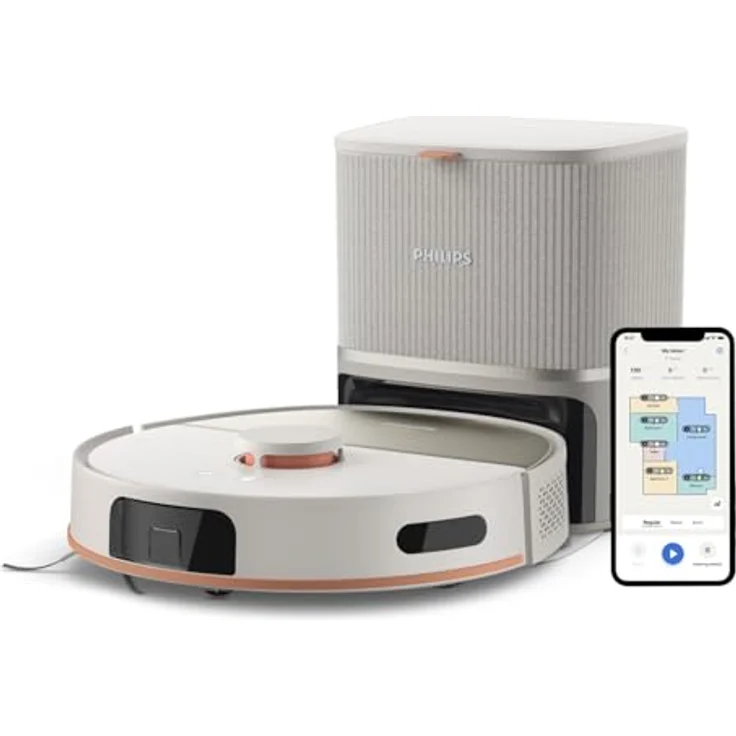 Philips HomeRun 5000 Series, Saug- & Wischroboter mit 10.000 Pa Saugleistung, beige – Bild 1