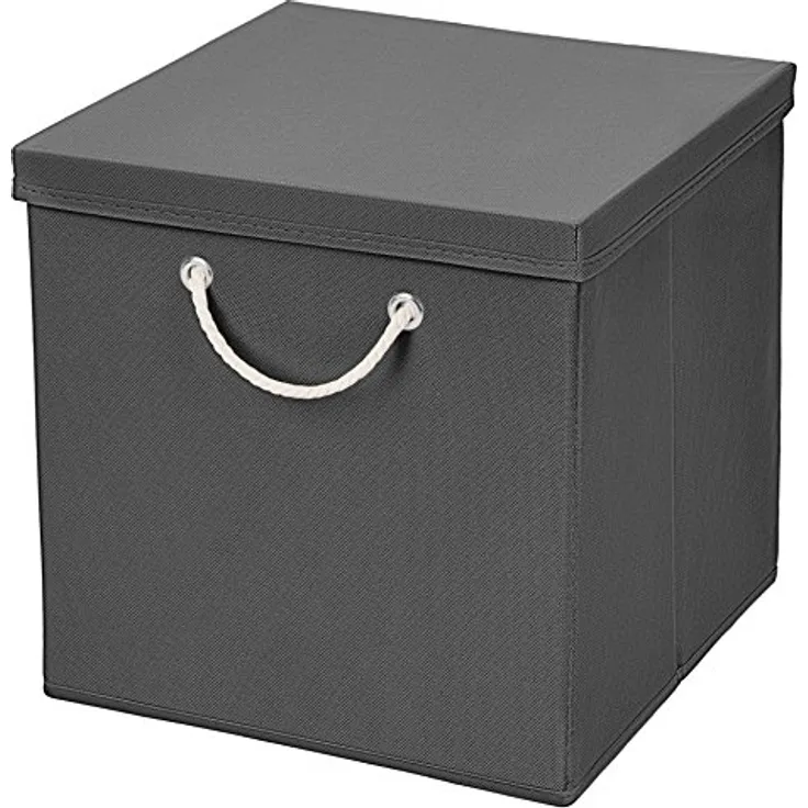CM3 1 Stück Dunkelgrau Faltbox 30 x 30 x 30 cm Aufbewahrungsbox faltbar mit Kordel und mit Deckel