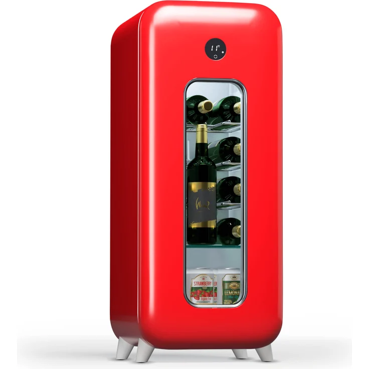 Klarstein Shirley 15 Uno Weinkühlschrank, 15 Flaschen, Temperaturbereich 5 - 20 °C, Touch Retro mit Glasfront
