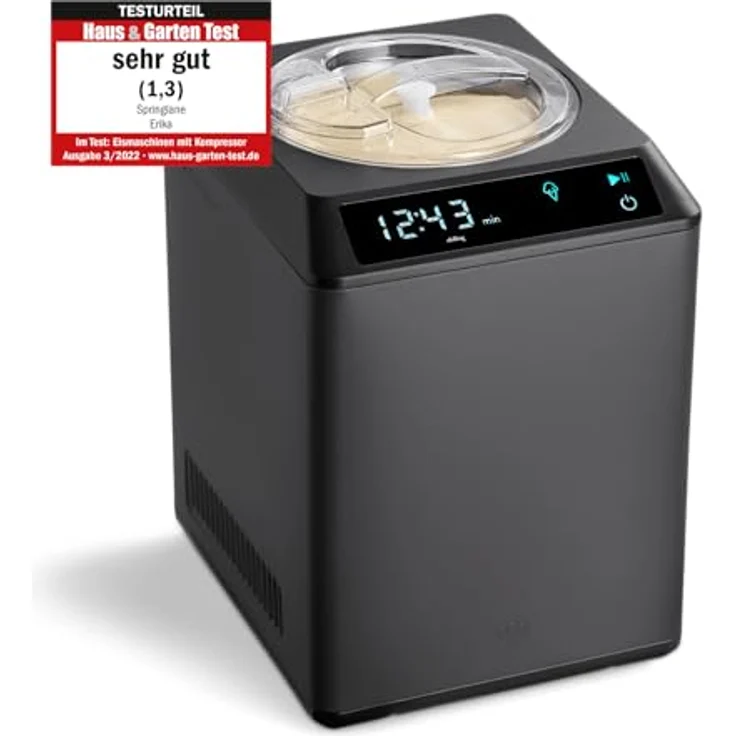 Springlane Kitchen Eismaschine & Joghurtbereiter Erika 2in1, 250W, Touch Display, 4 Funktionen, schwarz – Bild 5