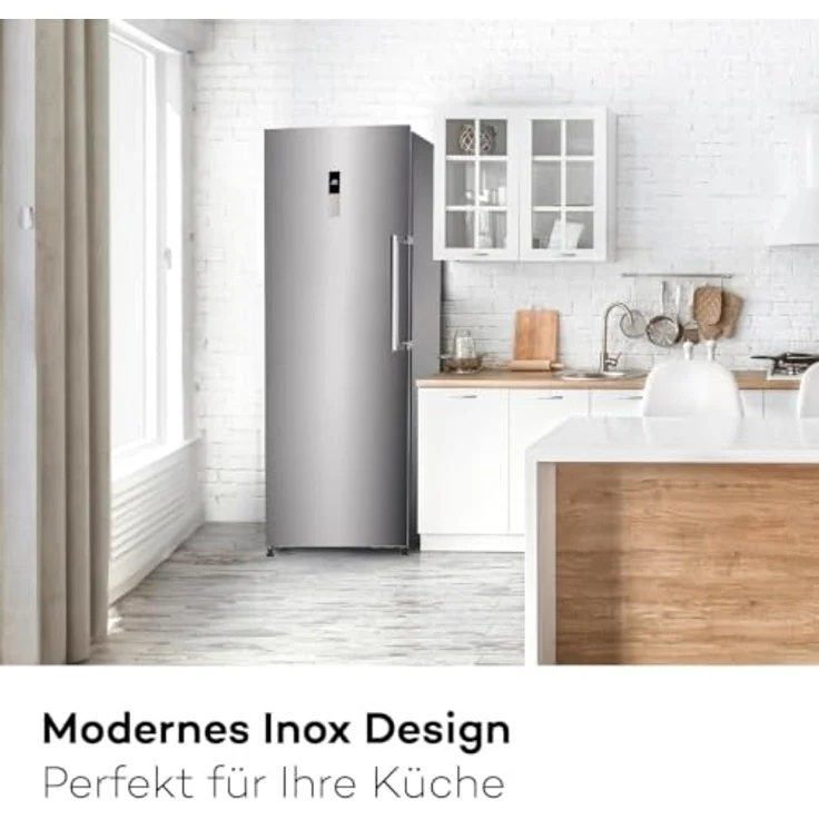 SCHOEPF GS282DIX Gefrierschrank 185 cm, Edelstahl, 282 L, No-Frost Technologie, leiser Betrieb mit 38 dB, energieeffizient 199 kWh/Jahr, Schnellgefrierfunktion – Bild 5