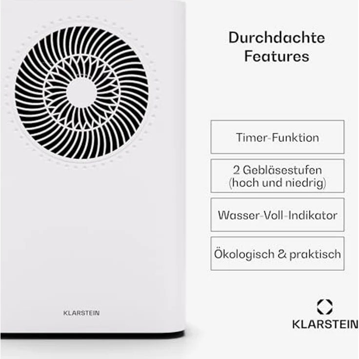 Klarstein CircleDry 16L Smart Luftentfeuchter, WLAN-App-Steuerung, Leise 38 dB, 24h Timer, Kontinuierliche Entwässerung, Tragbar für Wohn- & Büroräume bis 32 m² – Bild 4