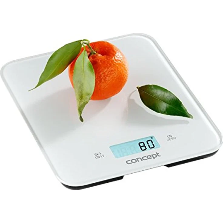 CONCEPT Hausgeräte VK5711 Küchenwaage, Produktlinie WHITE, Zeit-Anzeige, Zeitschaltuhr, Tragkraft bis 15 kg, LCD Display, auch zur Wandbefestigung, Rostfreier Stahl, Weiß – Bild 3
