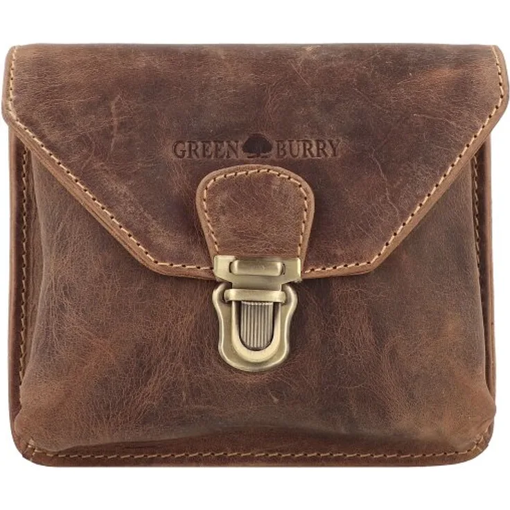 Greenburry Vintage Gürteltasche aus 100% Leder, 15 cm x 6 cm x 13 cm, sattelbraun