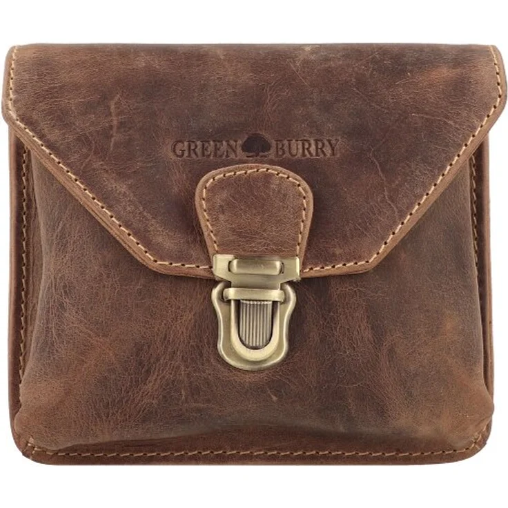 Greenburry Vintage Gürteltasche aus 100% Leder, 15 cm x 6 cm x 13 cm, sattelbraun
