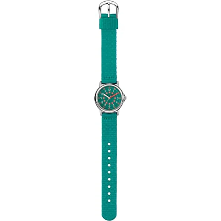 JACQUES FAREL Kinder-Armbanduhr Lernuhr Mädchen Türkis Analog Quarz mit extra weichem Textilband – Bild 2