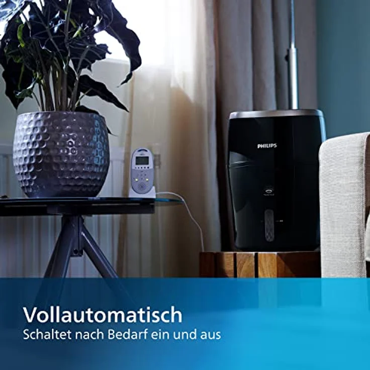 Philips Luftbefeuchter HU4814/10 (bis zu 40 m², hygienische NanoCloud-Technologie, leiser Nachtmodus, Automodus, 2 Liter Wasserbehälter) schwarz – Bild 5