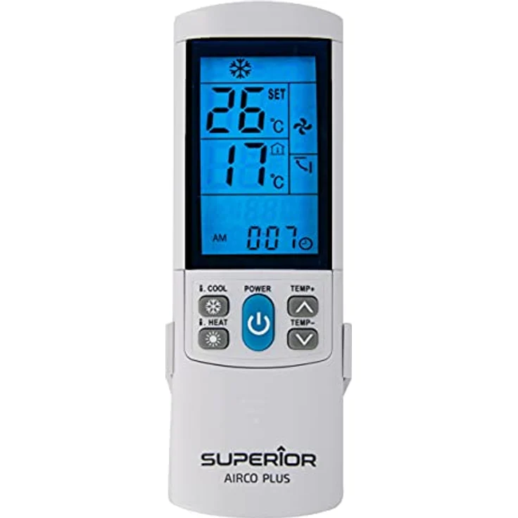 Superior Electronics AirCo PLUS, universelle Fernbedienung für Klimaanlagen mit 4000 Codes, großem hintergrundbeleuchtetem Display, Nacht-Timer und Temperaturblock-Funktion, SUPCU001 – Bild 1