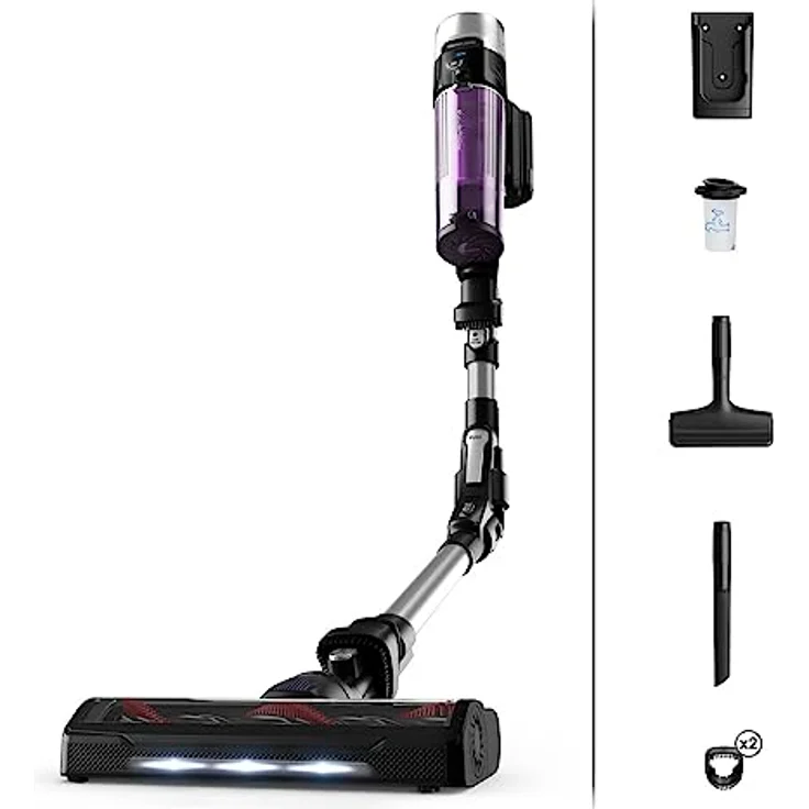 Rowenta Akku-Stielstaubsauger X-Force Flex 9.60 Allergy RH2037, Akkustaubsauger mit konstanter Saugkraft, 18,5 V-Akku, bis zu 45 Minuten Laufzeit, Flex-Gelenk, motorisierte LED-Düse, Allergenfilter, blau – Bild 3