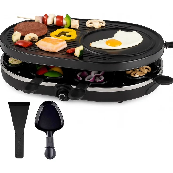 TK Gruppe Raclette und Fondue-Set für 8 Personen, inkl. Schaber & Pfännchen, rund