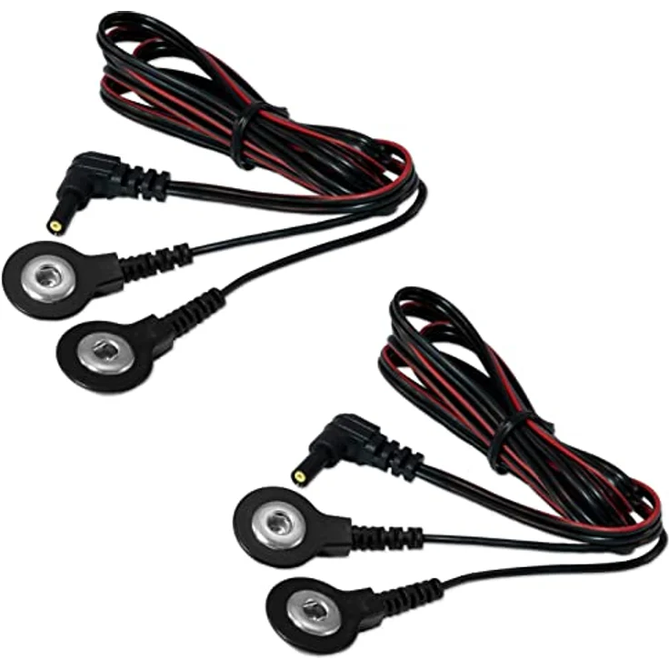 Axion Elektrodenpads TENS-EMS-Geräte Anschlusskabel, Set 2 St., 3.5mm Druckknopfanschluss für verlustfreie Reizstromübertragung – Bild 1