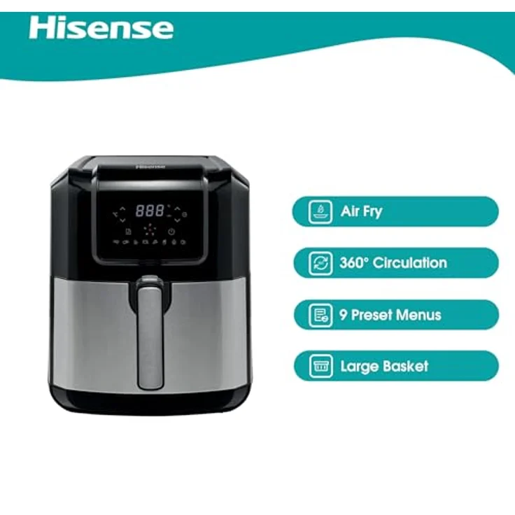 Hisense Luftfritteuse H06AFBS1S3, Leistung 1700 W, Fassungsvermögen 6,3 L mit LED-Display und Touch-Bedienelementen, Temperatur stufenlos einstellbar frei von BPA und PFOA - Preisvergleich – Bild 5