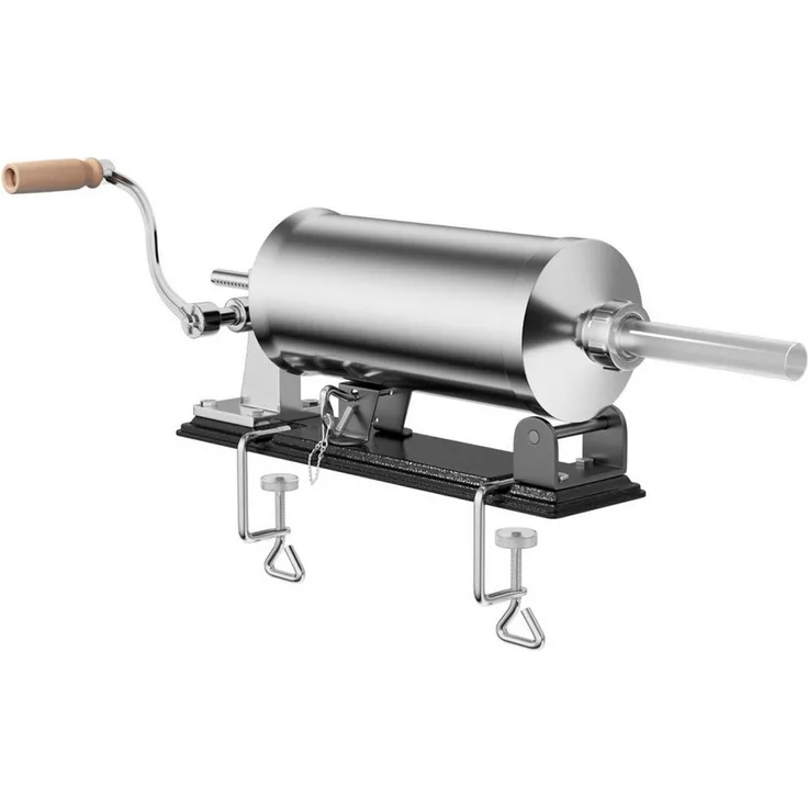 KOMFOTTEU Wurstfüllaufsatz Wurstfüllmaschine, Wurstspritze 4,8 L, rostfrei, mit Halterung und 4 Füllrohren
