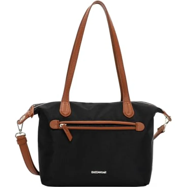 EMILY & NOAH Shopper E&N Jarina, Damen Tasche aus strapazierfähigem Nylon mit verstellbarem Umhängeriemen, schwarz