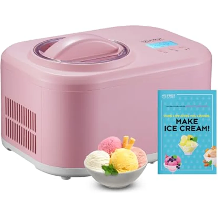 TZS First Austria Eismaschine & Joghurtbereiter | 1 L | Frozen Joghurt, Sorbet, Eiscreme | inkl. Rezeptheft, Messbecher & Spatel | rosa – Bild 1