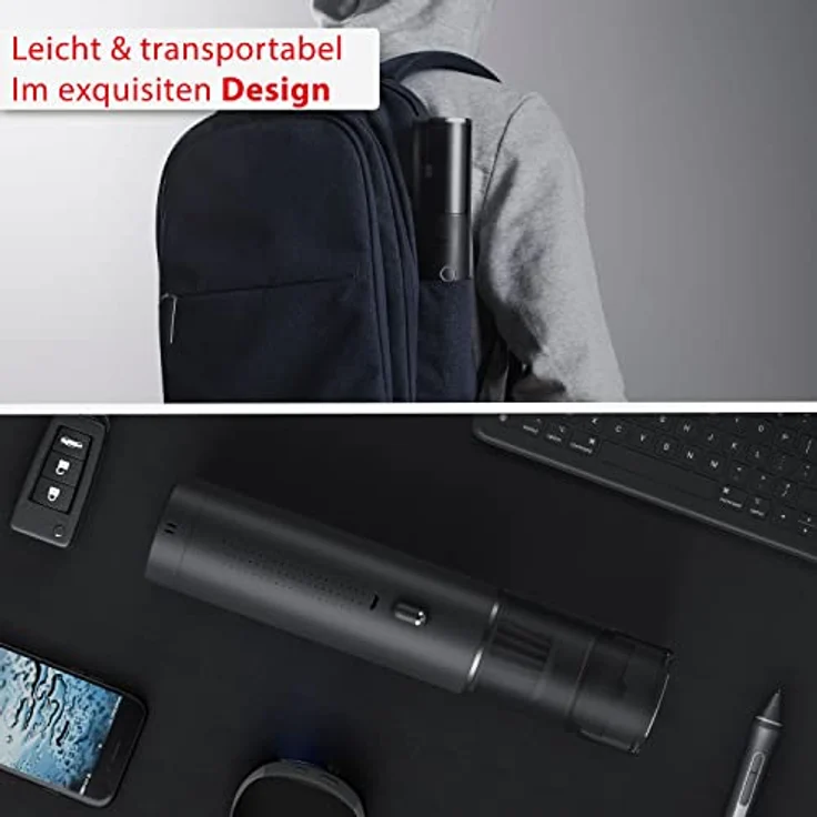Roidmi Schwarz P1 Akku-Staubsauger, Handstaubsauger, HEPA Filter, bis zu 25 Minuten Akkulaufzeit, hohe Saugleistung mit 6.000 Pa, USB-Anschluss, Geräuscharm, LED-Beleuchtung – Bild 6