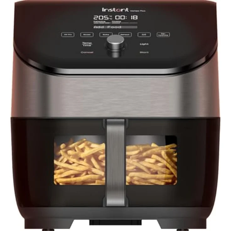 Instant Pot Instant Vortex Plus mit ClearCook - 5.7L Digitale Gesunde Heißluftfritteuse, Edelstahl, 6-in-1 Smart Programme, 1700W – Bild 1